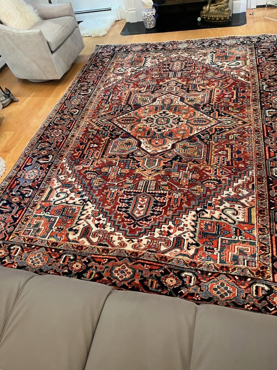 Oriental area rug, colors restored