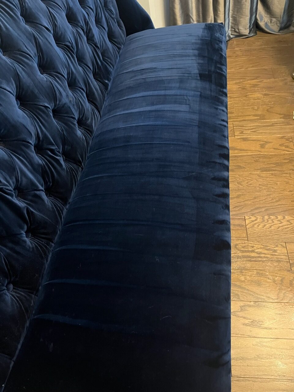 Tufted sofa cleaned like new